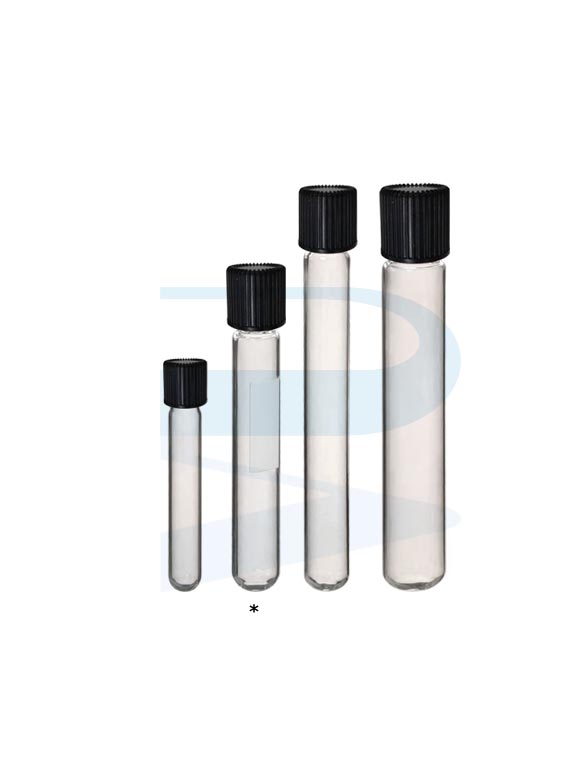 Test Tube w/Bakelite Screw cap & Teflon Liner , Round Bottom, Boro3.3, CN