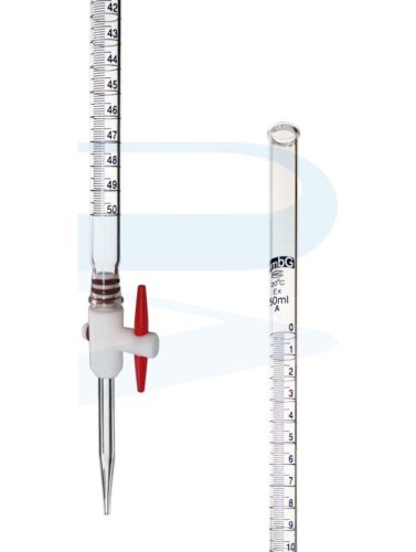 Burette, Detachable PTFE stopcock, Class A, Blue Graduation, HmbG (50ml ...