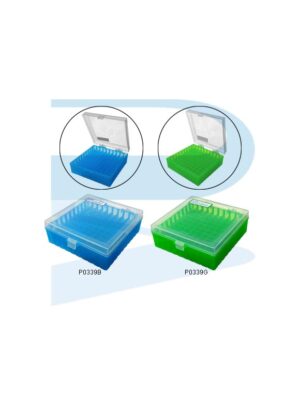 Cryovial Tube Rack 2ml, 100 places, with cover, Available in blue & green colour, PP