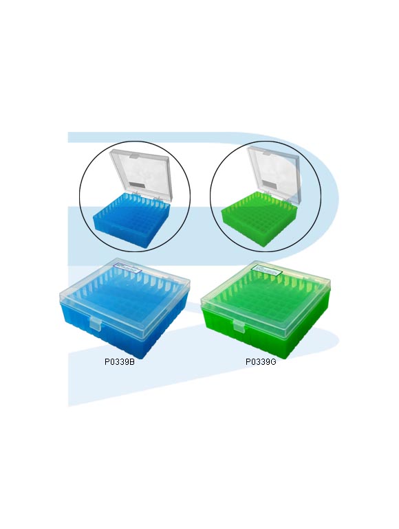 Cryovial Tube Rack 2ml, 100 places, with cover, Available in blue & green colour, PP