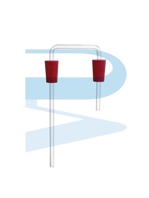 Connection Tube U shape, Glass with 2x13mm Rubber Stoppers (Delivery Tube)