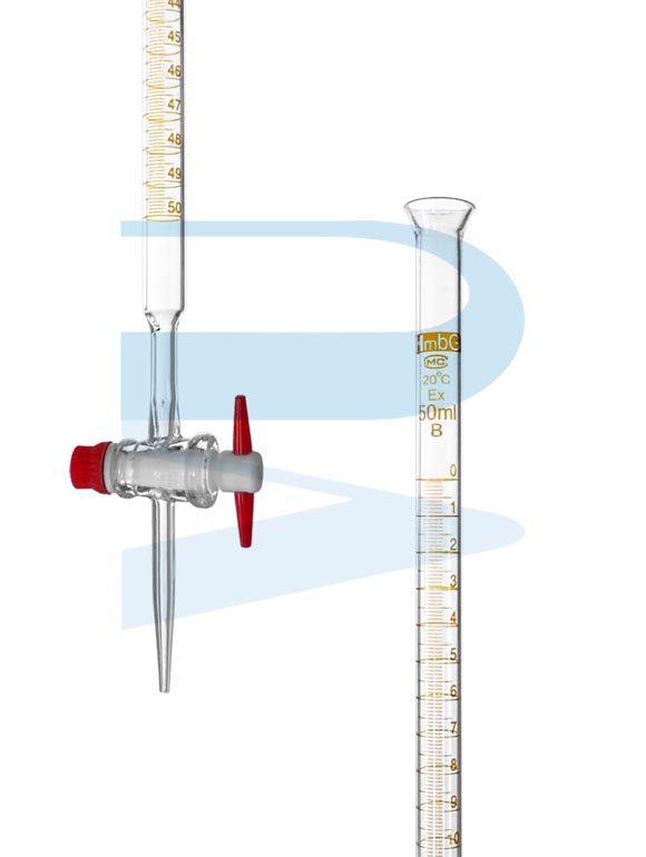 G1883_Burette-50ml-PTFE-stopcork-B-Flared-HmbG-CN Burette, PTFE stopcock, Class B, Flared Top, HmbG (50ml)