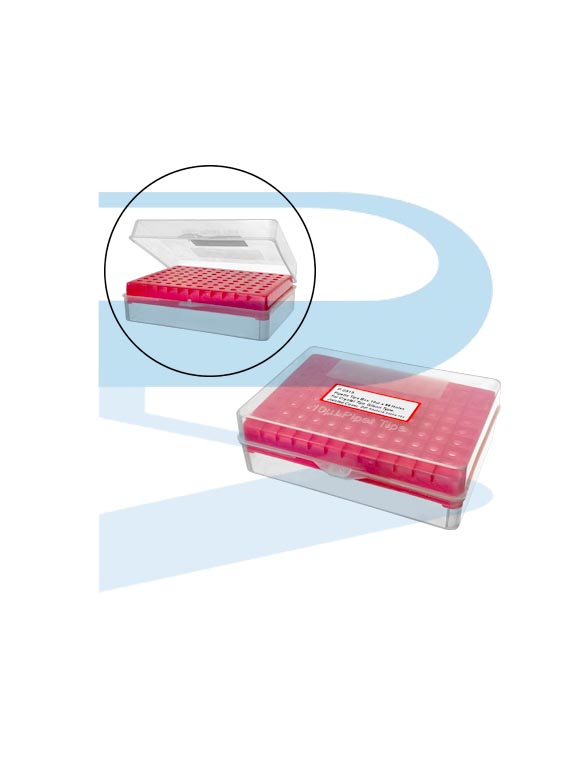 P0315_Pipette-Tips-Box-10ulx96holes-crystal-tips-Gilson-type-jointed-cover-PP Pipette Tips Box 10ul x 96 holes for crystal tips Gilson type, jointed cover, PP