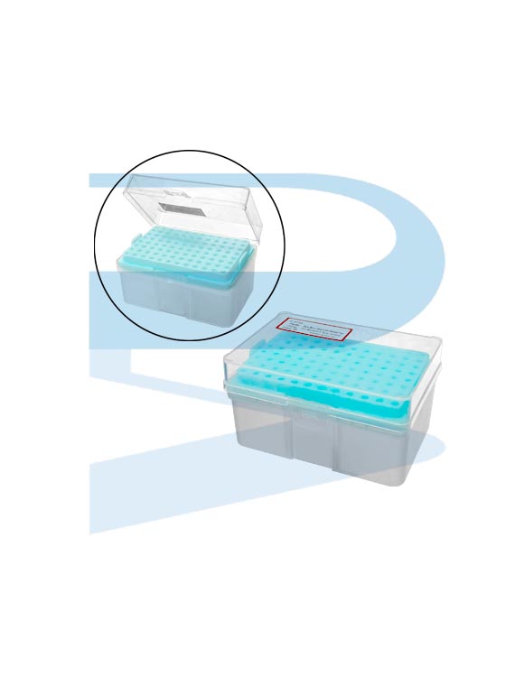Pipette Tips Box 10ul x 96 holes for crystal tips Eppendorf type, jointed cover with lock, PP