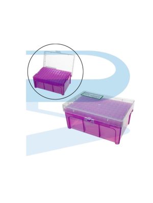 P0710_Pipette-Tips-Box-10ulx96holes-crystal-tips-Gilson-type-jointed-cover-lock-PP Pipette Tips Box 10ul x 96 holes for crystal tips Gilson type, jointed cover with lock, PP